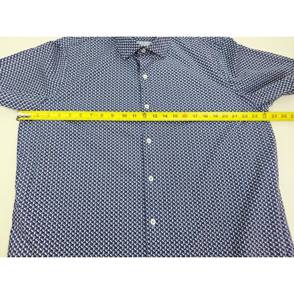 Tasso Elba Size XL 17-17.5 Black Blue White Lavender Ovel Pattern Cotton Shirt - Picture 3 of 9